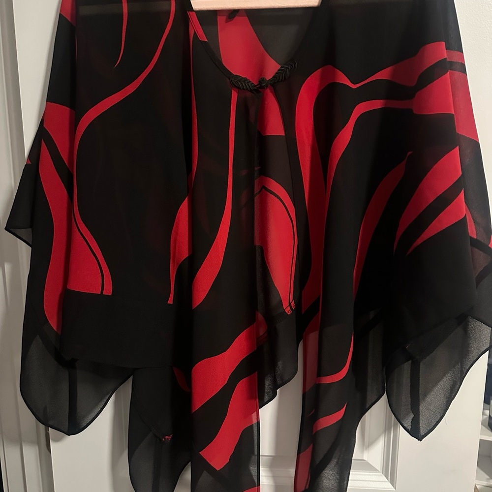 Chic Black and Red Sheer cover up